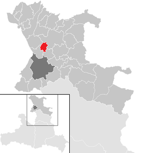 Lage der Gemeinde Elixhausen im Bezirk Salzburg-Umgebung (anklickbare Karte)