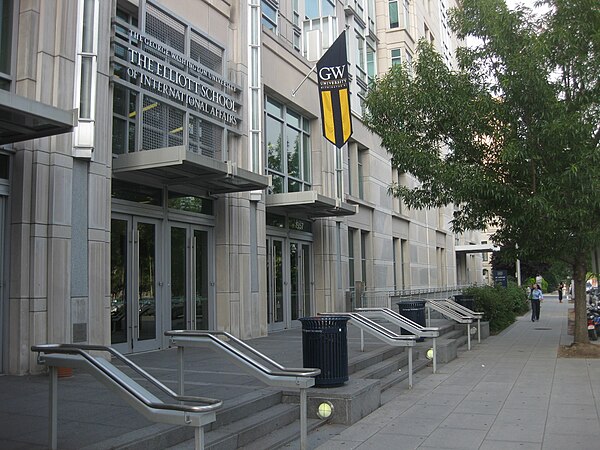 The Elliott School is located across the street from the U.S. Department of State, U.S. Department of the Interior, the American Red Cross headquarter