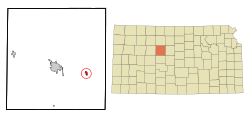 Lage in Ellis County und Kansas