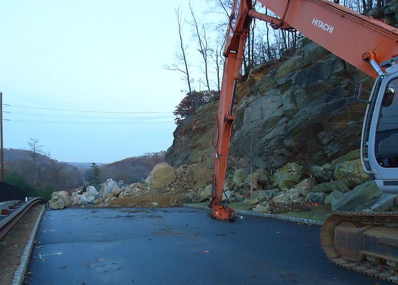 File:Excavation project in Bloomingdale NJ to prevent future rockslides into street.JPG