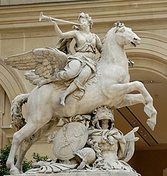 The King's Fame Riding Pegasus; by Antoine Coysevox; 1698–1702; Carrara marble; height: 3.15 m; Louvre[119]