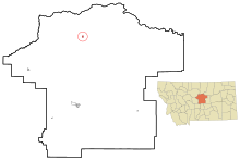 Fergus County Montana Incorporated en Unincorporated gebieden Winifred Highlighted.svg