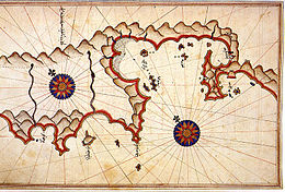 Piri Reis' map of Fethiye Bay.