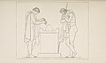 Orest mit Pylades, am Grabe Agamemnons eine Locke opfernd. – Äschylos, Choephoren V. 4. Schwab, Sagen des klassischen Altertums II. 171.