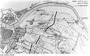 Pirnaische Vorstadt auf einer Karte der Schlacht von Dresden 1813