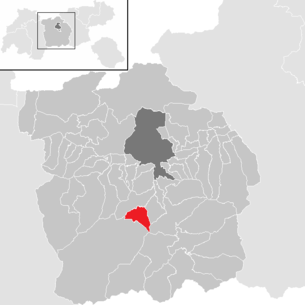 Lage der Gemeinde Fulpmes im Bezirk Innsbruck-Land (anklickbare Karte)