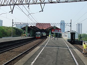Gambir railway station is an island-platformed railway station in Jakarta, Indonesia.