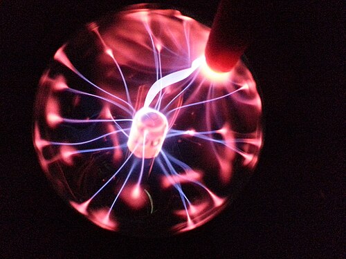 Glass plasma ball with finger
