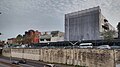 The building covered in scaffolding, viewed from 17th Street in September 2021