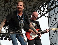 Great White co-founders Jack Russell (left) and Mark Kendall (right) in 2008. Great White at the Moondance Jam.jpg