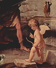 لوحة فنية تصور ايروس أله الحب الاغريقي