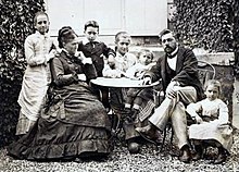 Gustave Eiffel avec sa famille dans le jardin à Levallois-Perret (photographe : Jules David, ca. 1875).