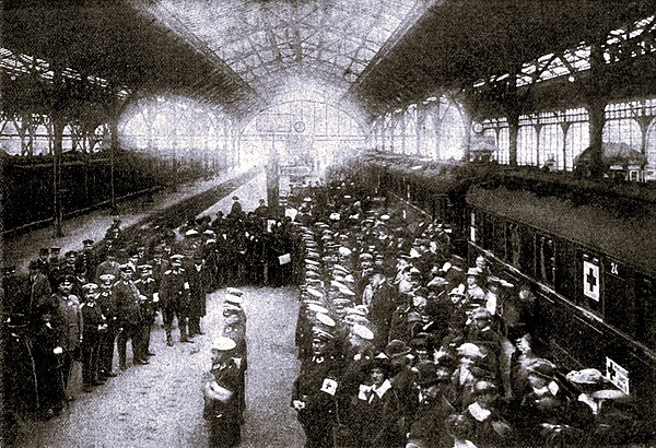 Departure of the hospital train from Lübeck on October 27, 1914