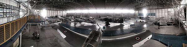 Panoramic view of hangar 2 in the museum