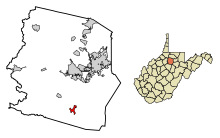 Округ Харрисон, Западная Вирджиния, объединенная и некорпоративная территория Лост-Крик Highlighted.svg