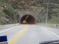One of the numerous highway tunnels through the rugged terrain between Idaho Springs and Golden