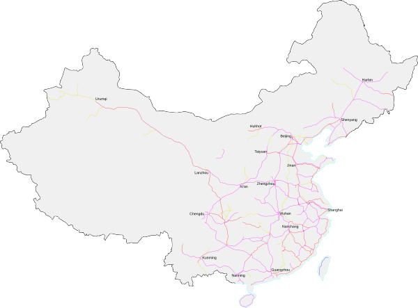 Eisenbahnlinien in China, die CRH-Dienste anbieten