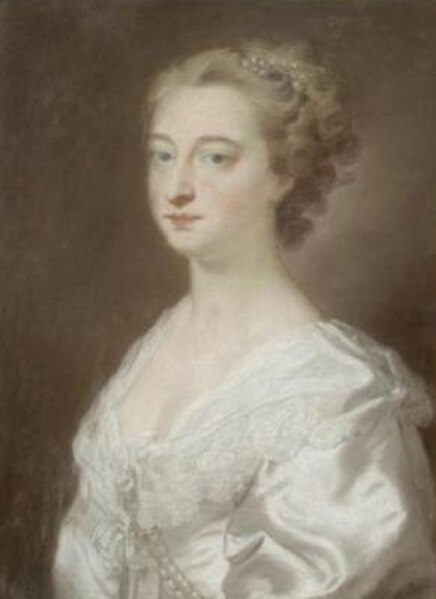 William Hoare of Bath's portrait, For Lord Pembroke at Whitehall, of Mary FitzWilliam, wife of 9th earl of Pembroke, circa 1738.