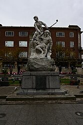 The original monument to the Boer War at the Kingston upon Hull Cenotaph on Remembrance Sunday 2023.