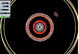 Rotacia frambildigo de asteroido la enorbita decidpropono de Hygiea relative al Jupitero;
ĉi-lasta (purpura buklo ĉe supra parto dekstra) estas tenita preskaŭ senmova.