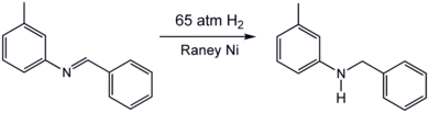 Idrogenazione di una immina catalizzata con nichel Raney.