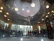 An indoor freestyle skydiving competitor Indoor Skydiving Freestyle.jpg