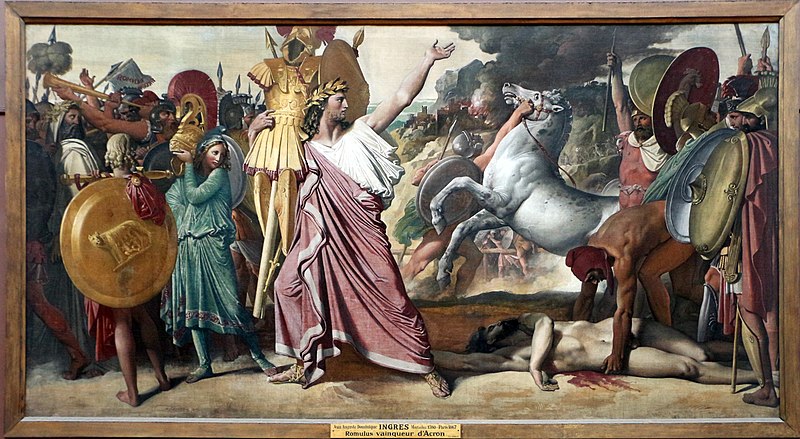File:Jean-auguste-dominique ingres, romolo, vincitore di acron, porta il bottino nel tempio di giano, 1812, 00.jpg