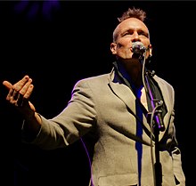 John Robb compering Justice Tonight: In Aid of the Hillsborough Justice Campaign, HMV Ritz Manchester, 2011.