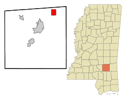 Sandersville, Mississippi'nin konumu