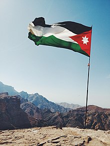 Arab Revolt and Jordanian Flags, Madaba, Jordan. The Flag o…