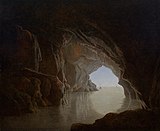 Joseph Wright, 1774, Cave at evening (Peşteră în asfinţit)
