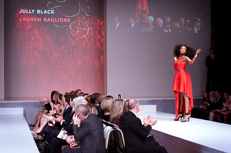 File:Jully Black wearing Lauren Bagliore - Heart and Stroke Foundation - The Heart Truth celebrity fashion show - Red Dress - Red Gown - Thursday February 8, 2012 - Creative Commons -b.jpg