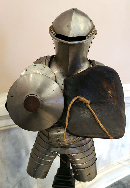 The Stechzeug of John the Constant (c. 1500). The shield strapped to his left shoulder is called an ecranche.