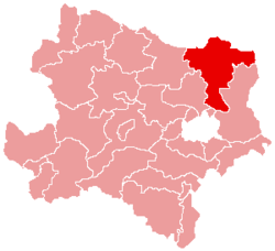 A Mistelbachi járás fekvése Alsó-Ausztria tartományban