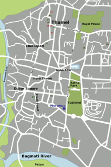 Mappa del centro di Katmandu