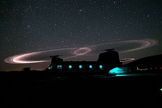 <span class="mw-page-title-main">Kopp–Etchells effect</span> Corona or halo on the rotor blades of helicopters operating in sandy conditions