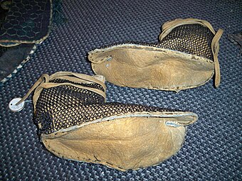Japanese samurai Edo period kusari tabi, armored tabi (Kôgake), leather socks with chain armor kusari sewn to the leather.