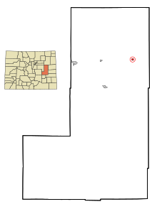 Lincoln County Colorado Incorporated and Unincorporated areas Arriba Highlighted.svg