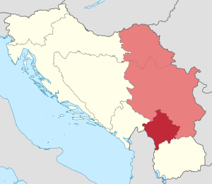 Locator map Kosovo in Yugoslavia and Serbia.svg