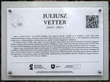 Polski: Lublin - ul. Lipowa - cmentarz ewangelicko-augsburski - grób - pomnik-grób Juliusza Vettera English: Juliusz Vetter memorial-tomb - Evangelical-Augsburg Cemetery, Lublin, Lipowa street