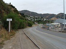 Disused Lyttelton Port main oil siding crossing Godley Quay.