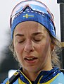 Čeština: Anna Magnussonová po dojezdu do cíle stíhacího závodu na Světovém poháru v biatlonu v Novém Městě na Moravě 2023 English: Biathlon World Cup in Nové Město na Moravě 2023 – Anna Magnusson.