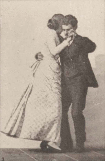Man and woman dancing a waltz by Eadweard Muybridge. 1887.
