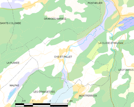 Mapa obce Oye-et-Pallet