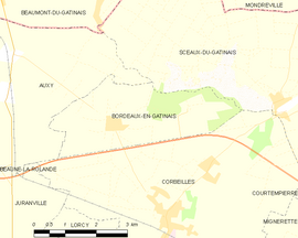 Mapa obce Bordeaux-en-Gâtinais