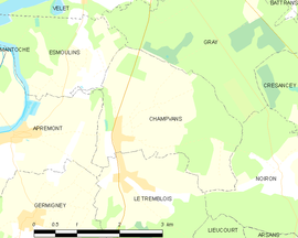 Mapa obce Champvans