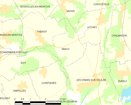 Mapa obce Paroy