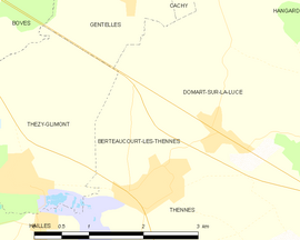 Mapa obce Berteaucourt-lès-Thennes