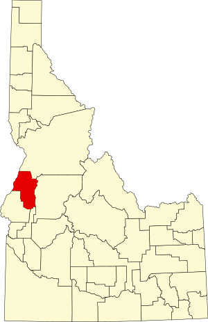 Location of Adams County in Idaho Map of Idaho highlighting Adams County.svg