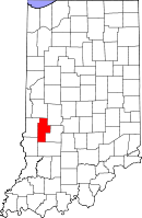 クレイ郡の位置を示したインディアナ州の地図